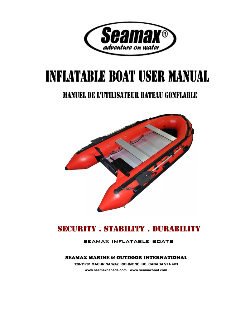 Page n°1 - Manuel utilisateur Seamax Sport 420