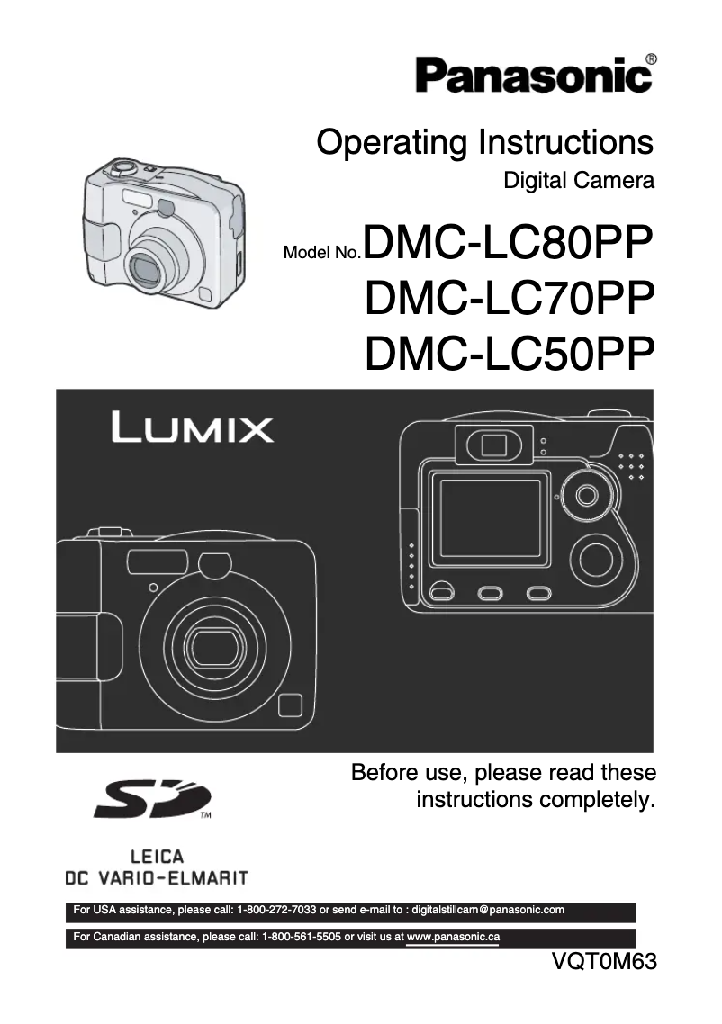 Page 1 de la notice Manuel utilisateur Panasonic Lumix DMC-LC80PP