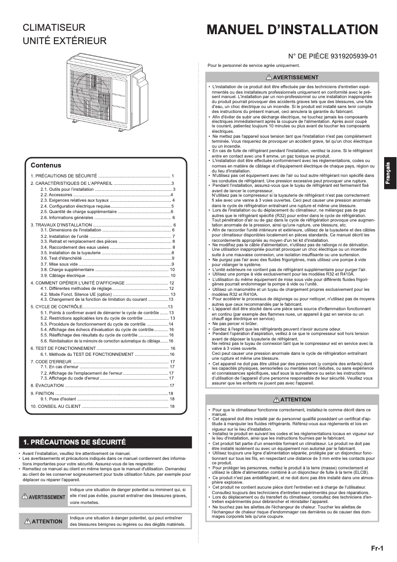 Image de la première page du manuel de l'appareil AOEG18KBCA3