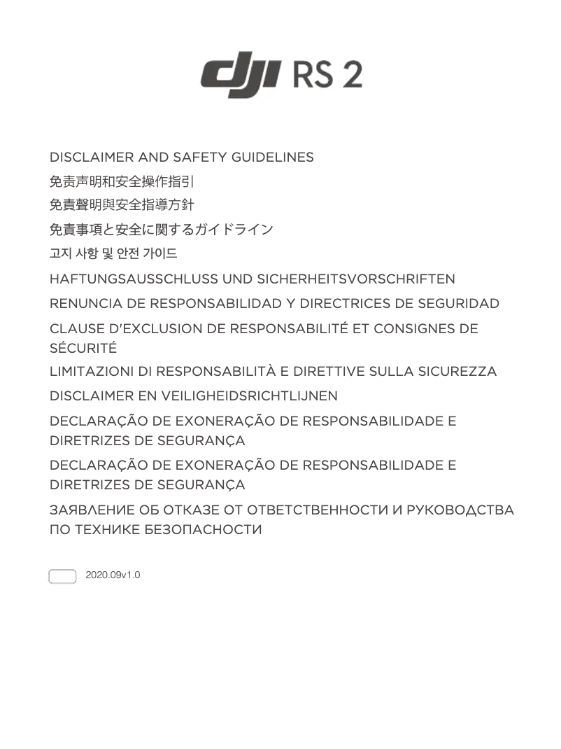 Page n°1 - Instructions de sécurité DJI Ronin RS 2
