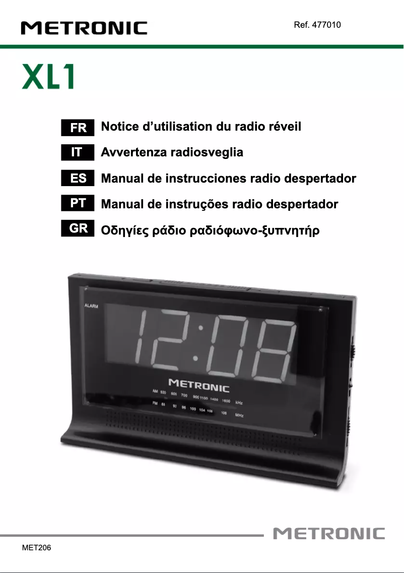 Page 1 de la notice Manuel utilisateur Metronic XL1