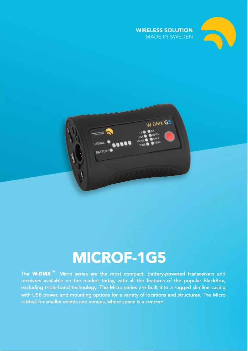 Page 1 de la notice Fiche technique Wireless Solution Micro F-1 G5