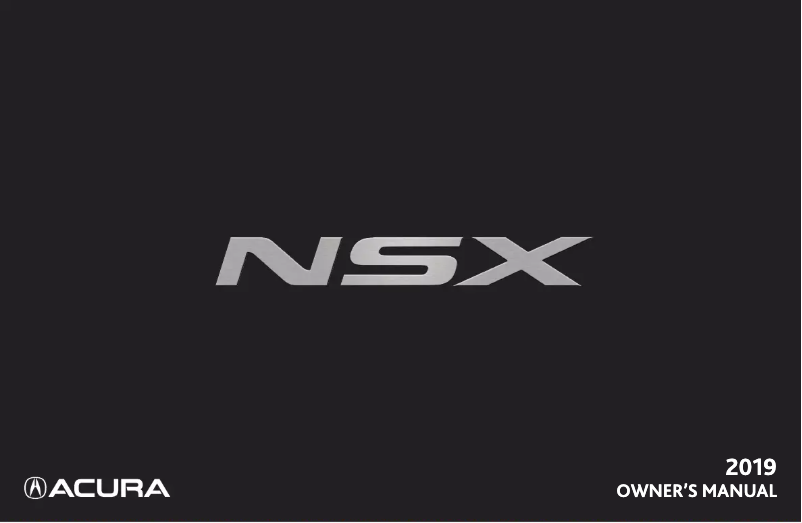 Page n°1 - Manuel utilisateur Acura NSX (2019)
