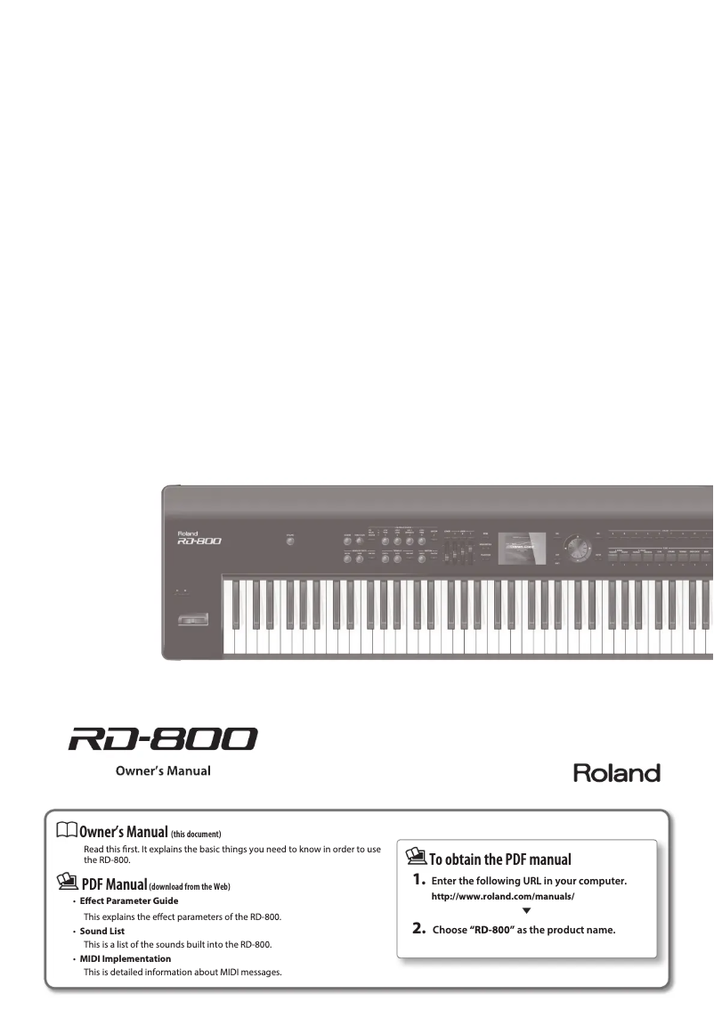Page n°1 - Manuel utilisateur Roland RD-800