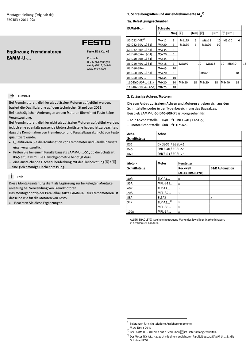 Page 1 de la notice Manuel utilisateur Festo EAMM-U-86-D40-88A-102