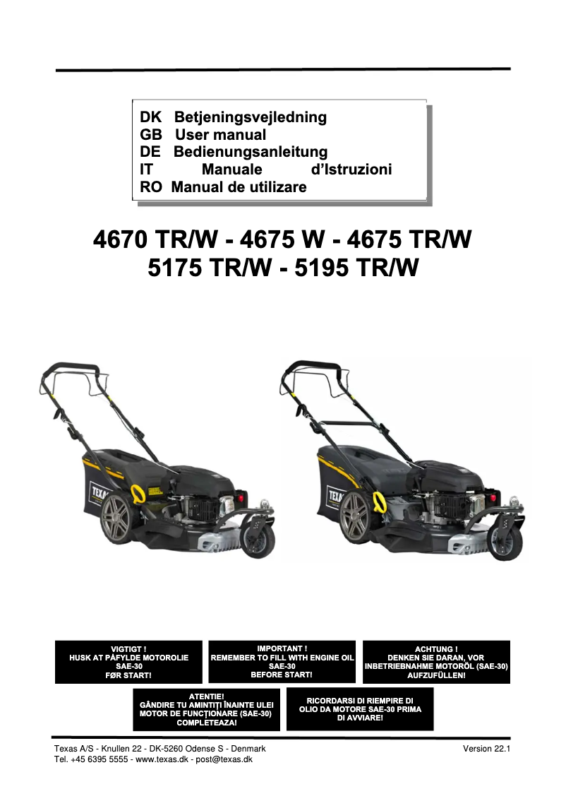 Página 1 del manual Manual de usuario Texas Premium 4675TR/W