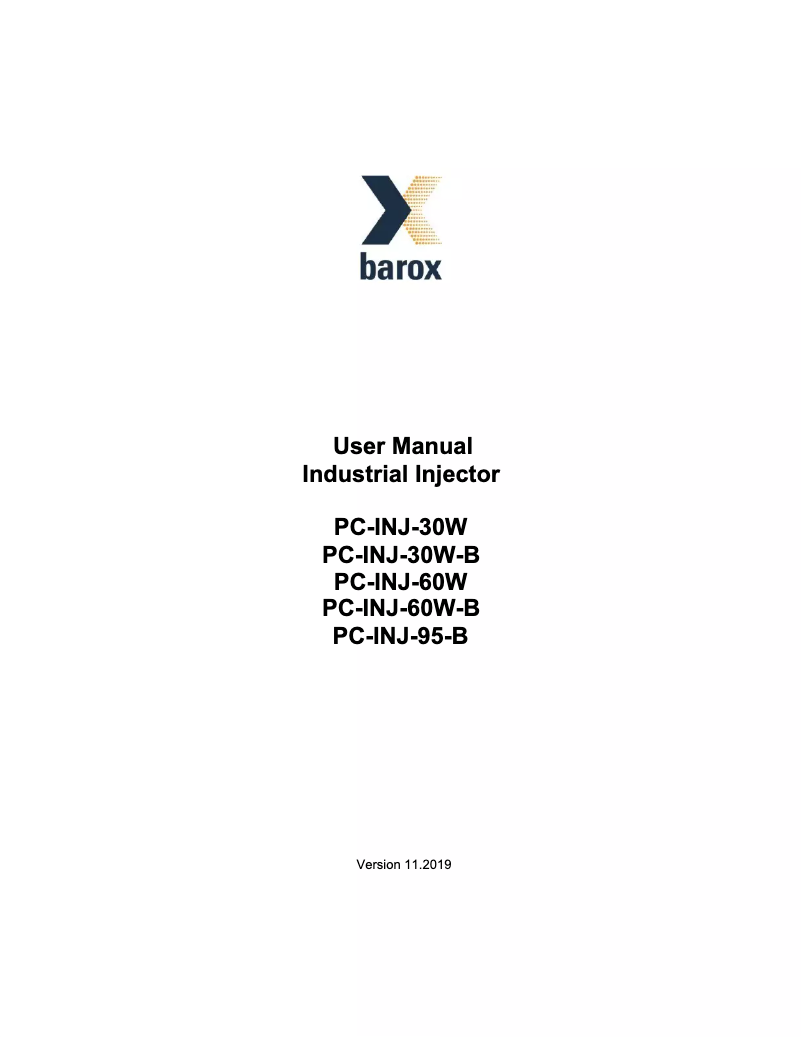 Page n°1 - Manuel utilisateur Barox PC-INJ-95-B