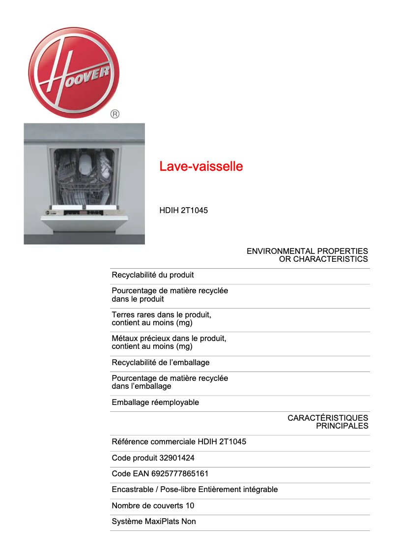 Image de la première page du manuel de l'appareil Dynamic HDI 2T1045