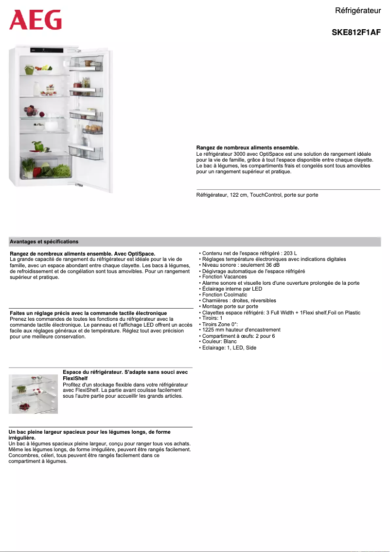 Página 1 del manual Ficha técnica AEG SKE812F1AF