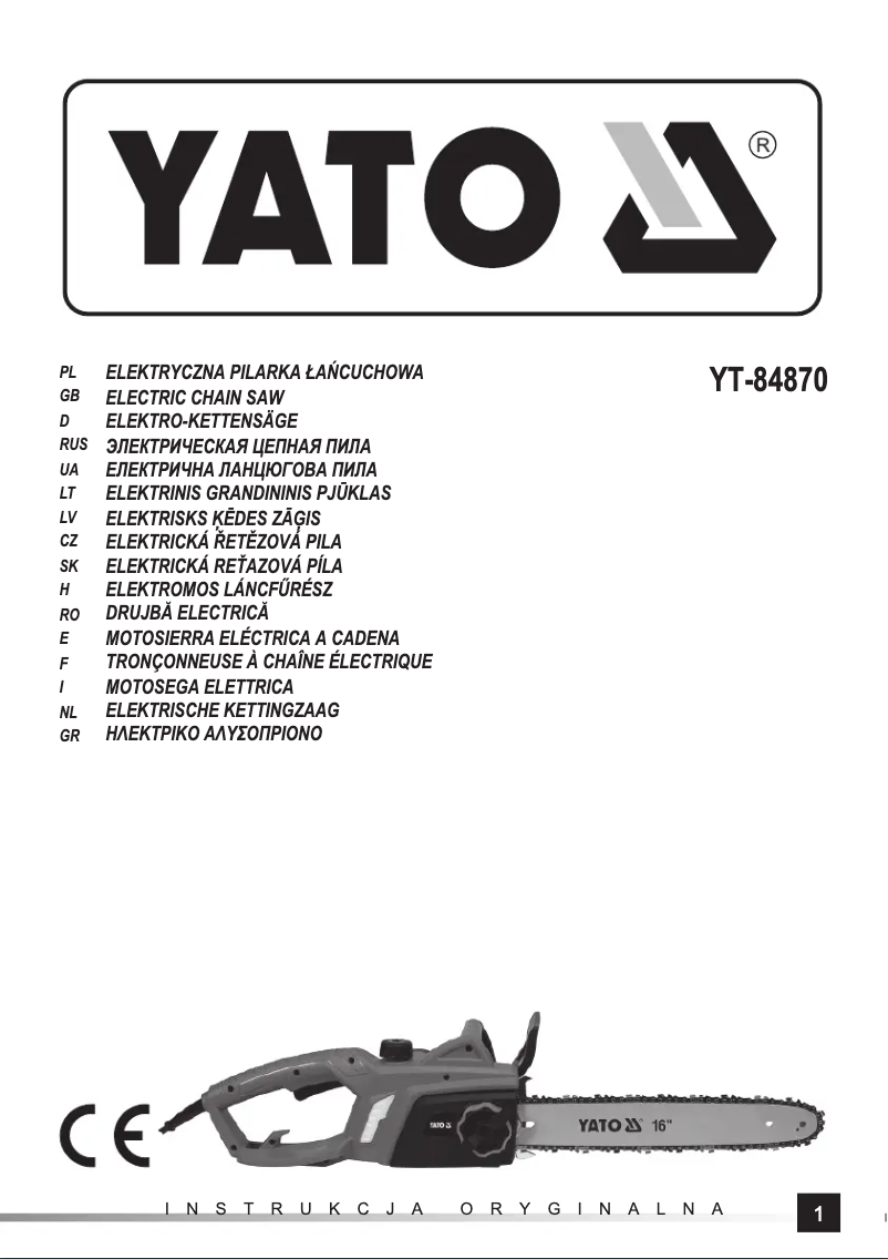 Page n°1 - Manuel utilisateur Yato YT-84870