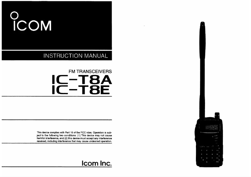 Page n°1 - Manuel utilisateur ICOM IC-T8A