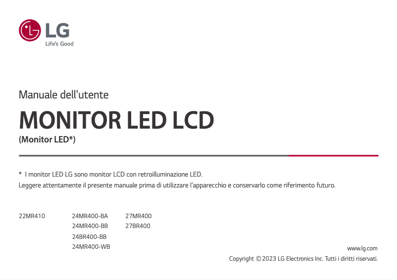 Page 1 of the manual User Manual LG 27BR400