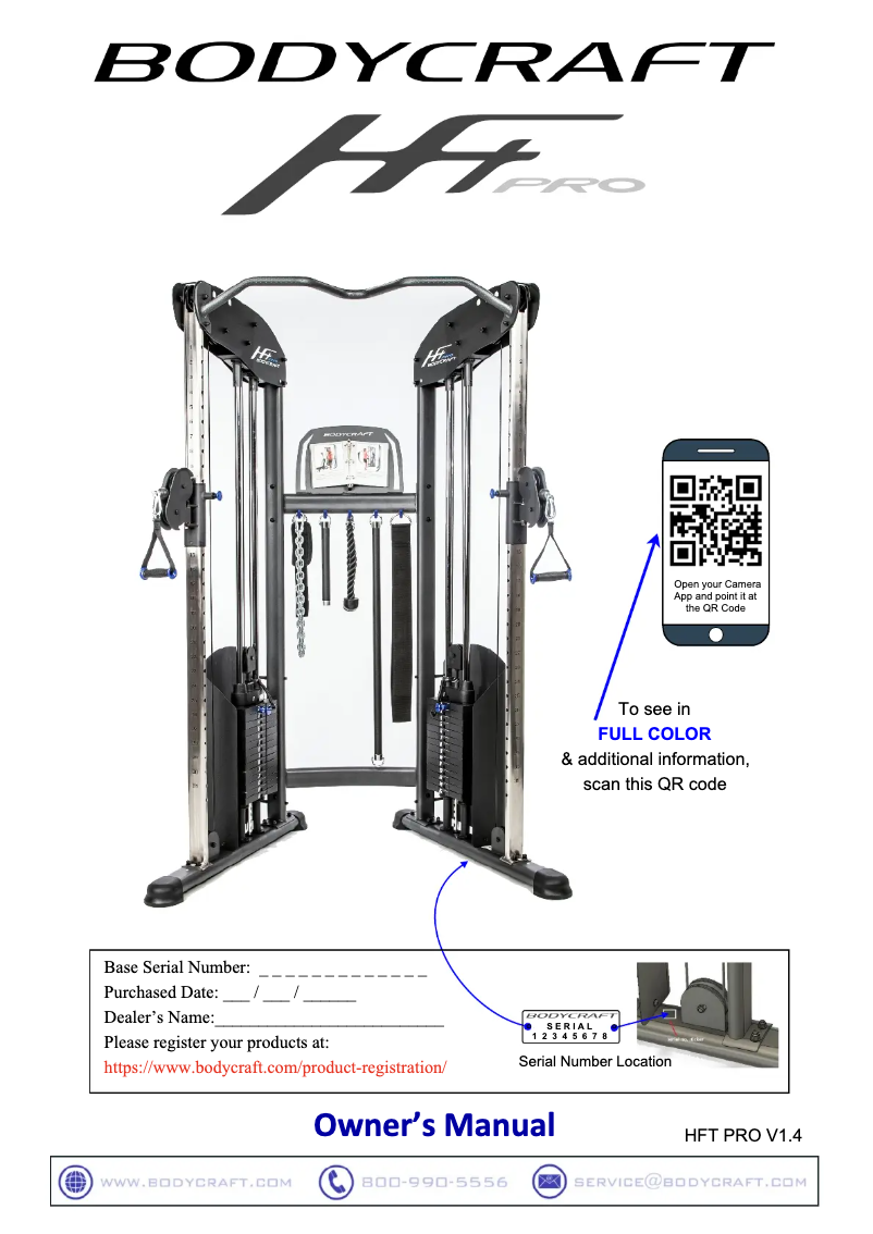 Page 1 de la notice Manuel utilisateur BodyCraft HFT Pro
