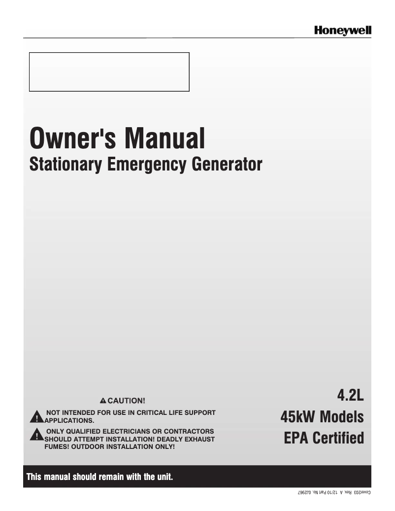 Page n°1 - Manuel utilisateur Honeywell HG04845