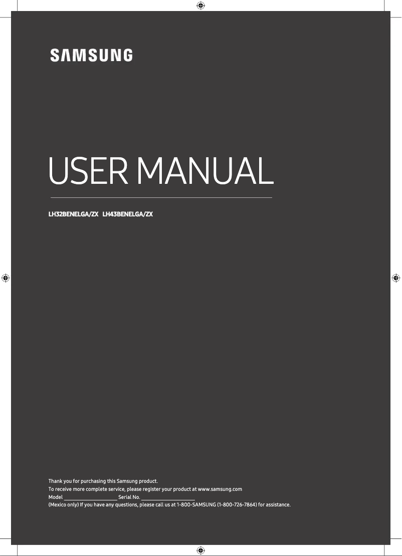 Page 1 de la notice Manuel utilisateur Samsung LH43BENELGA/ZX