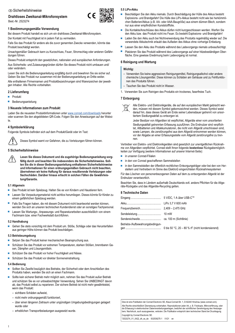 Page n°1 - Manuel utilisateur CKMOVA Vocal X