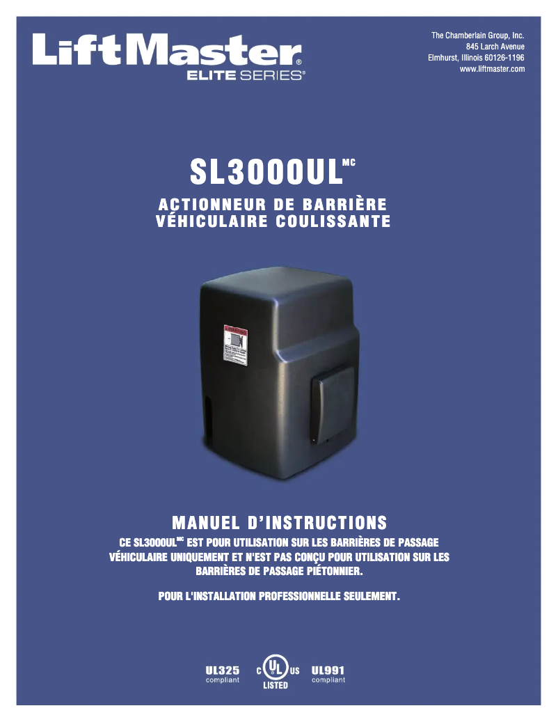 Image de la première page du manuel de l'appareil SL3000UL