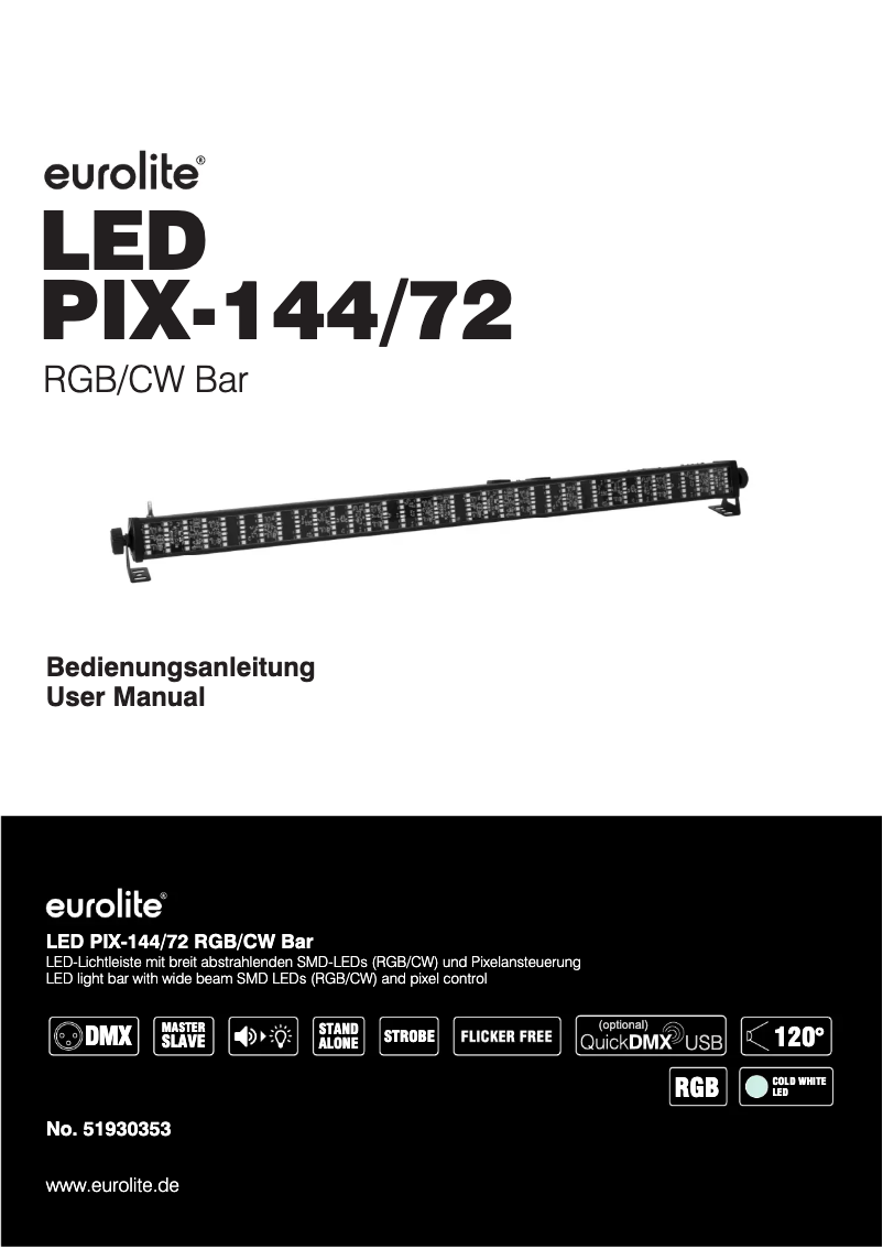 Página 1 del manual Manual de usuario Eurolite LED PIX-144/72