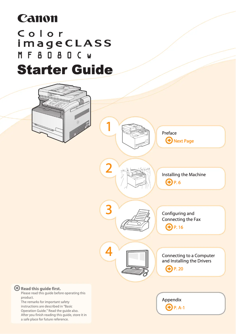 Image de la première page du manuel de l'appareil imageCLASS MF8080CW