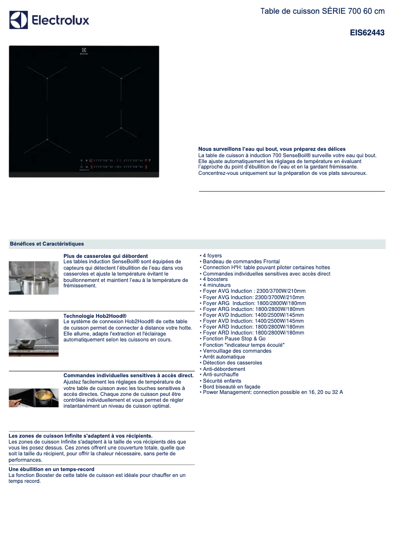 Page n°1 - Fiche technique Electrolux EIS62443