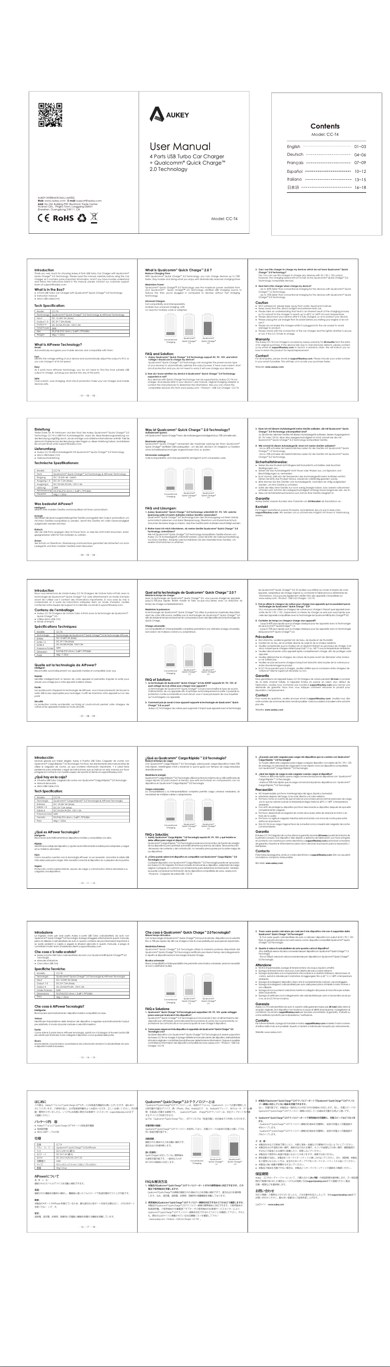 Page 1 de la notice Manuel utilisateur Aukey CC-T4