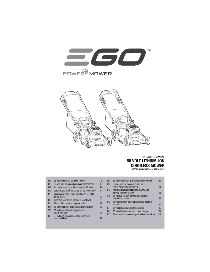Page n°1 - Manuel utilisateur EGO LM2011E