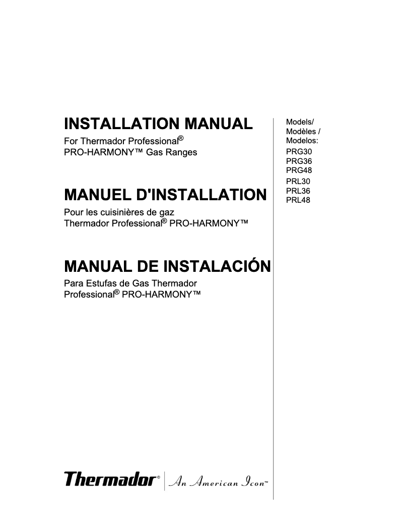 Page 1 de la notice Manuel utilisateur Thermador PRG486GDH