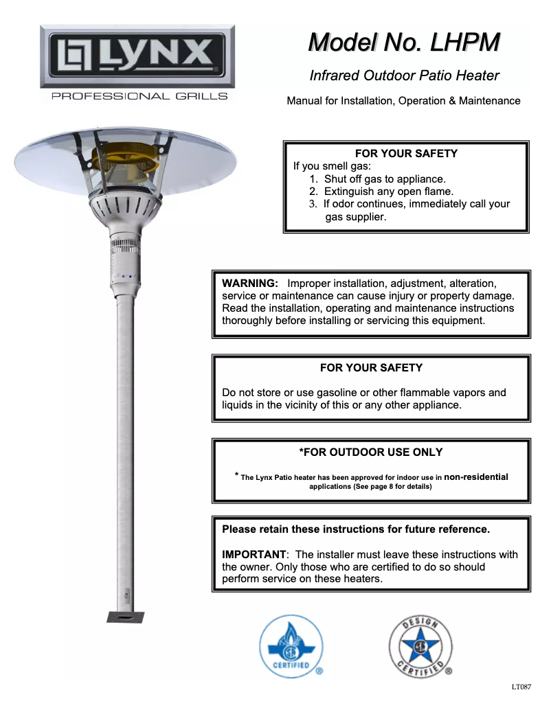Image de la première page du manuel de l'appareil Professional LHPM-IC