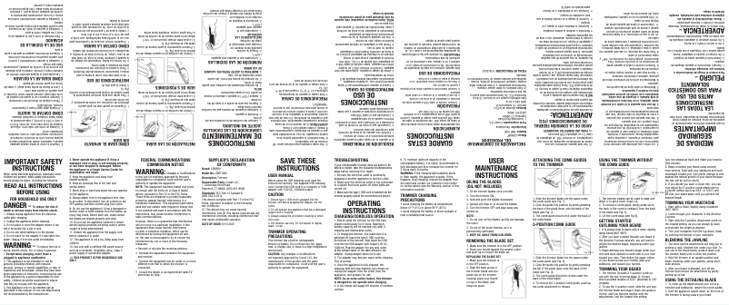 Page 1 de la notice Manuel utilisateur Conair ConairMan GMT1800