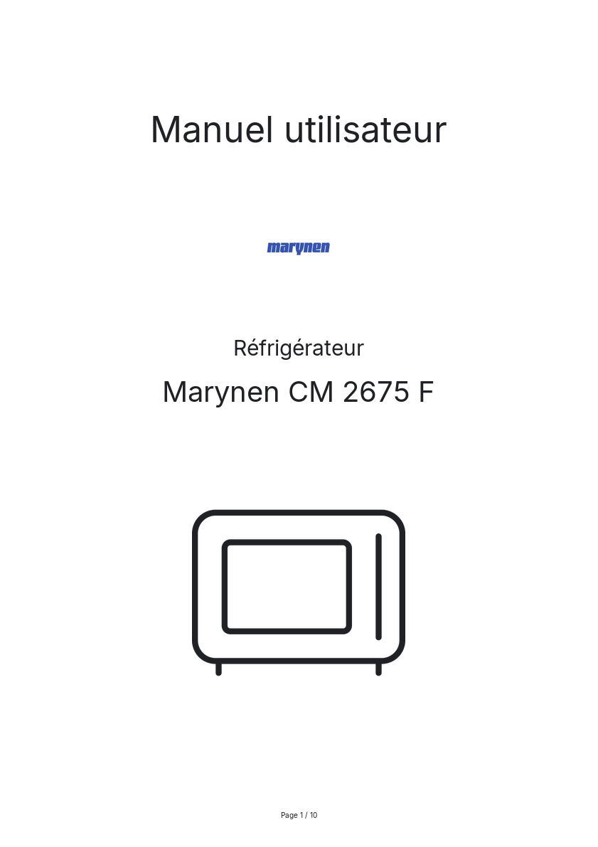 Image de la première page du manuel de l'appareil CM 2675 F