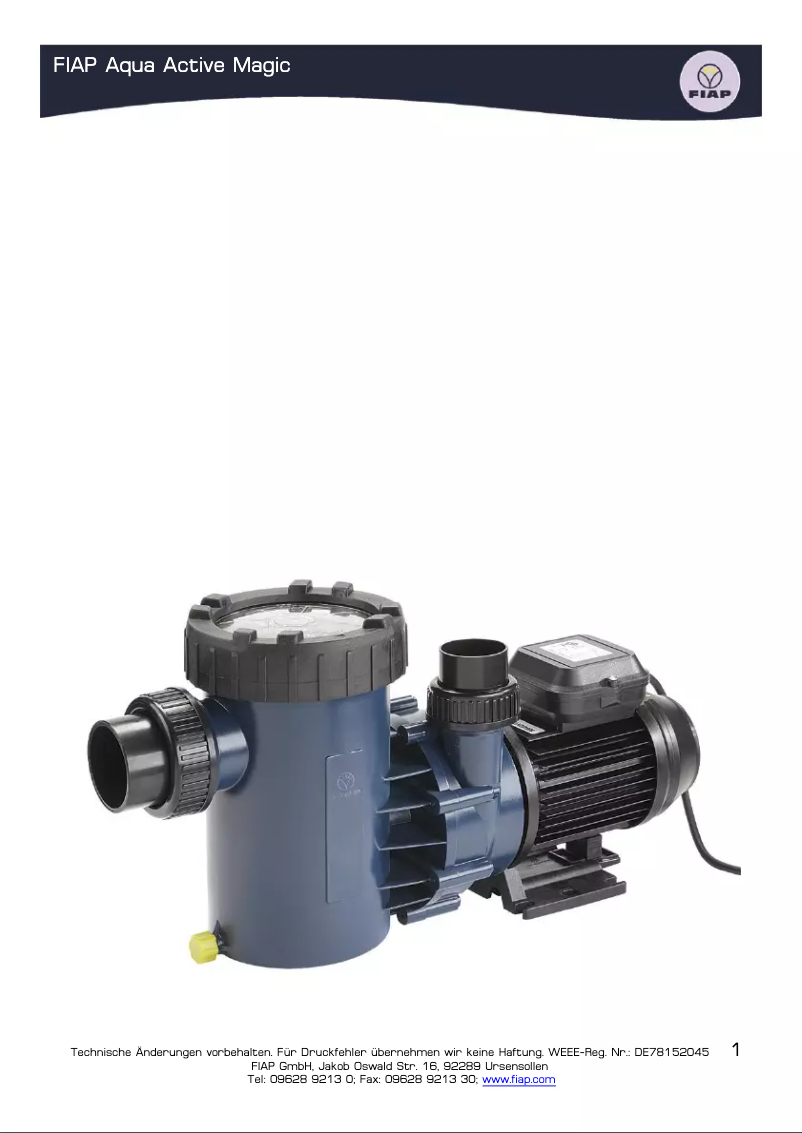 Página 1 del manual Manual de usuario Fiap Aqua Active Magic 18.000