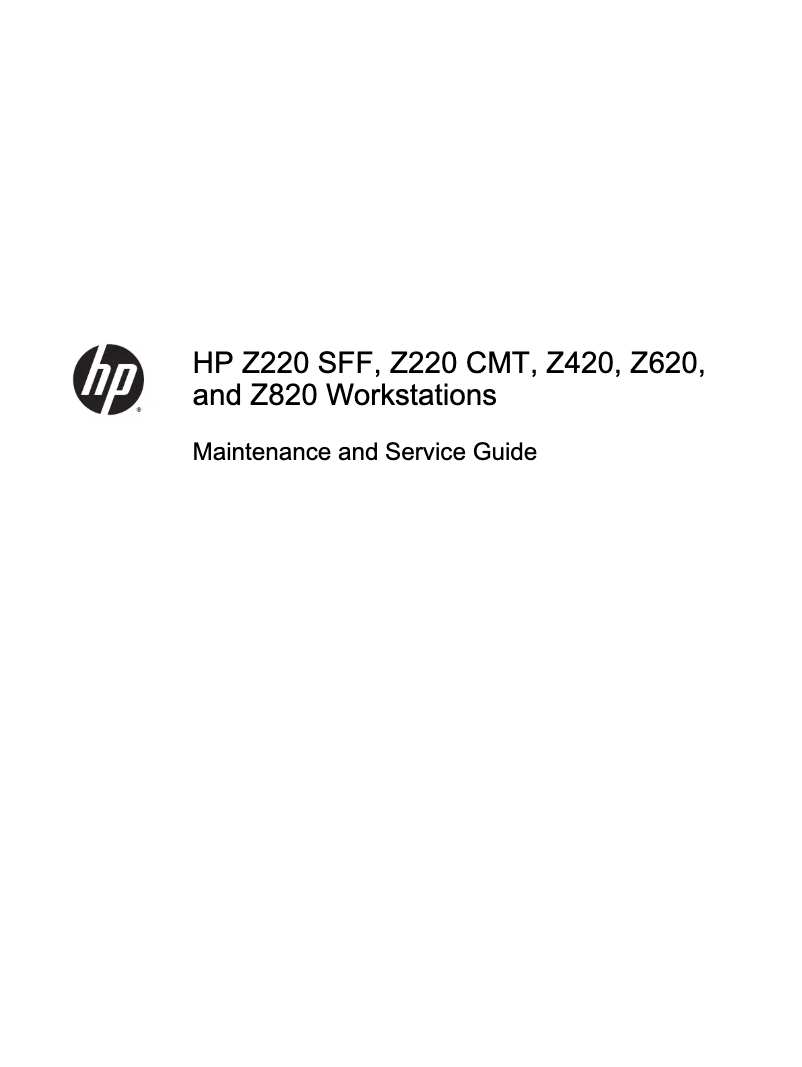 Página 1 del manual Manual de uso y mantenimiento HP Z 820