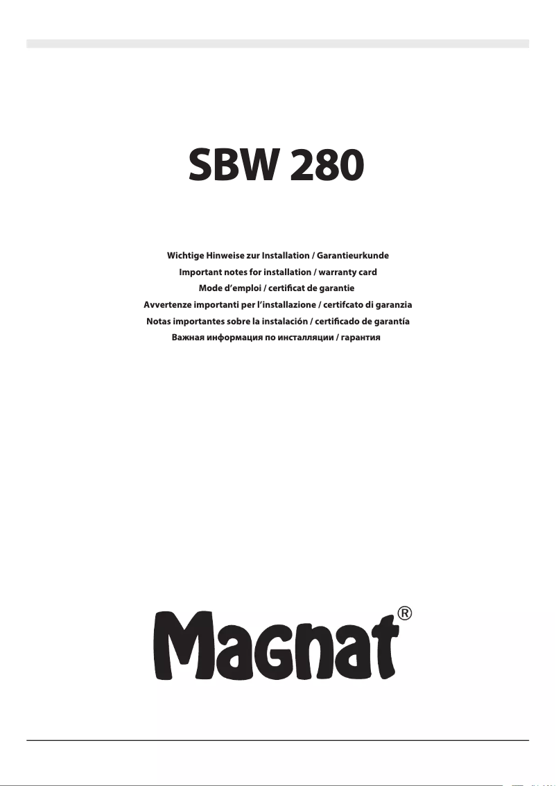 Page 1 de la notice Manuel utilisateur Magnat SBW 280
