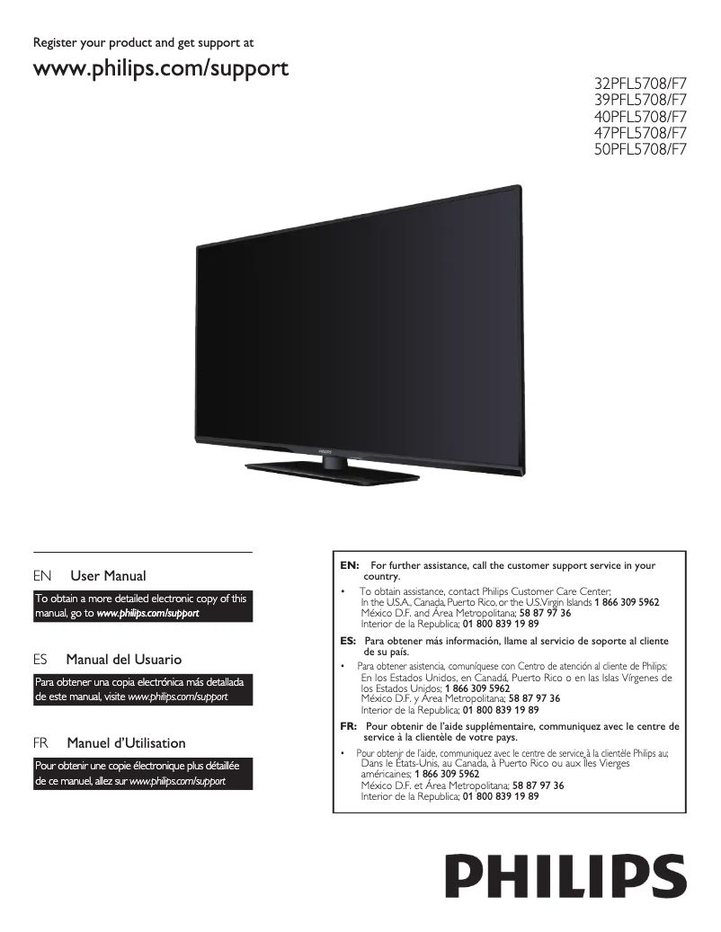 Page n°1 - Manuel utilisateur Philips 50PFL5708