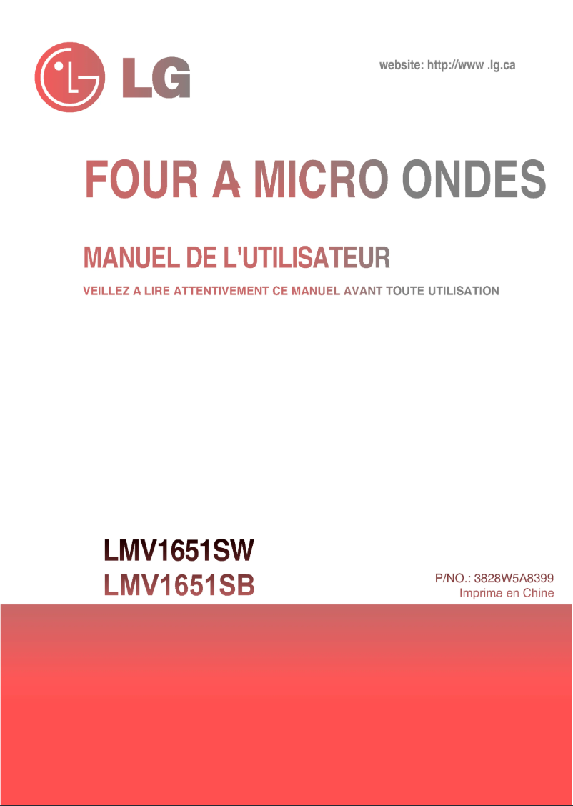 Page n°1 - Manuel utilisateur LG MV-1645FQS