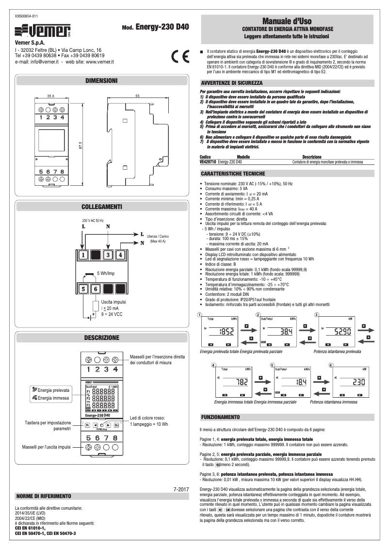 Image de la première page du manuel de l'appareil Energy-230 D40