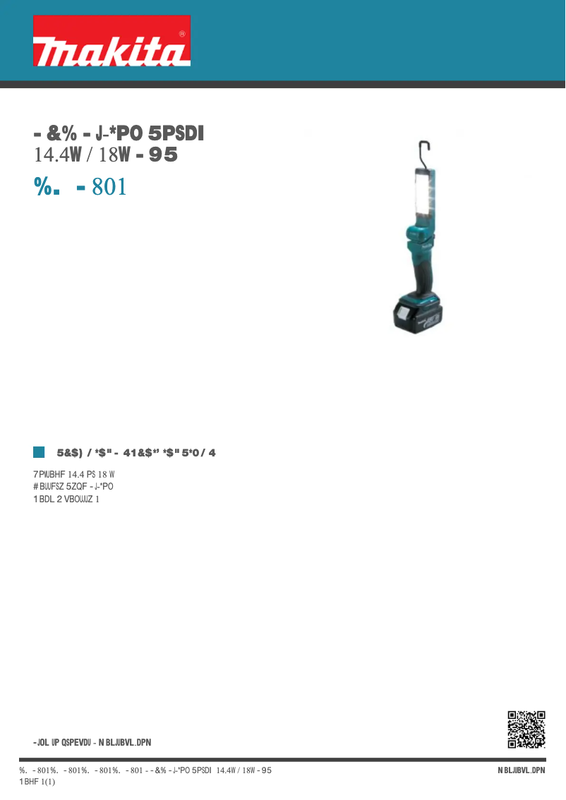 Page n°1 - Fiche technique Makita DML801