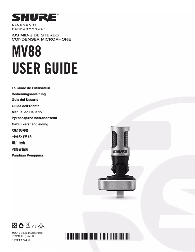 Page 1 de la notice Manuel utilisateur Shure Motiv MV88