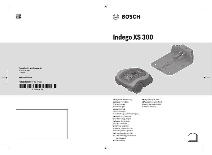 Page 1 of the manual User Manual Bosch Indego XS 300