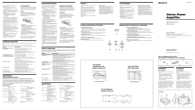 Page 1 de la notice Manuel utilisateur Sony XM-2165GTX