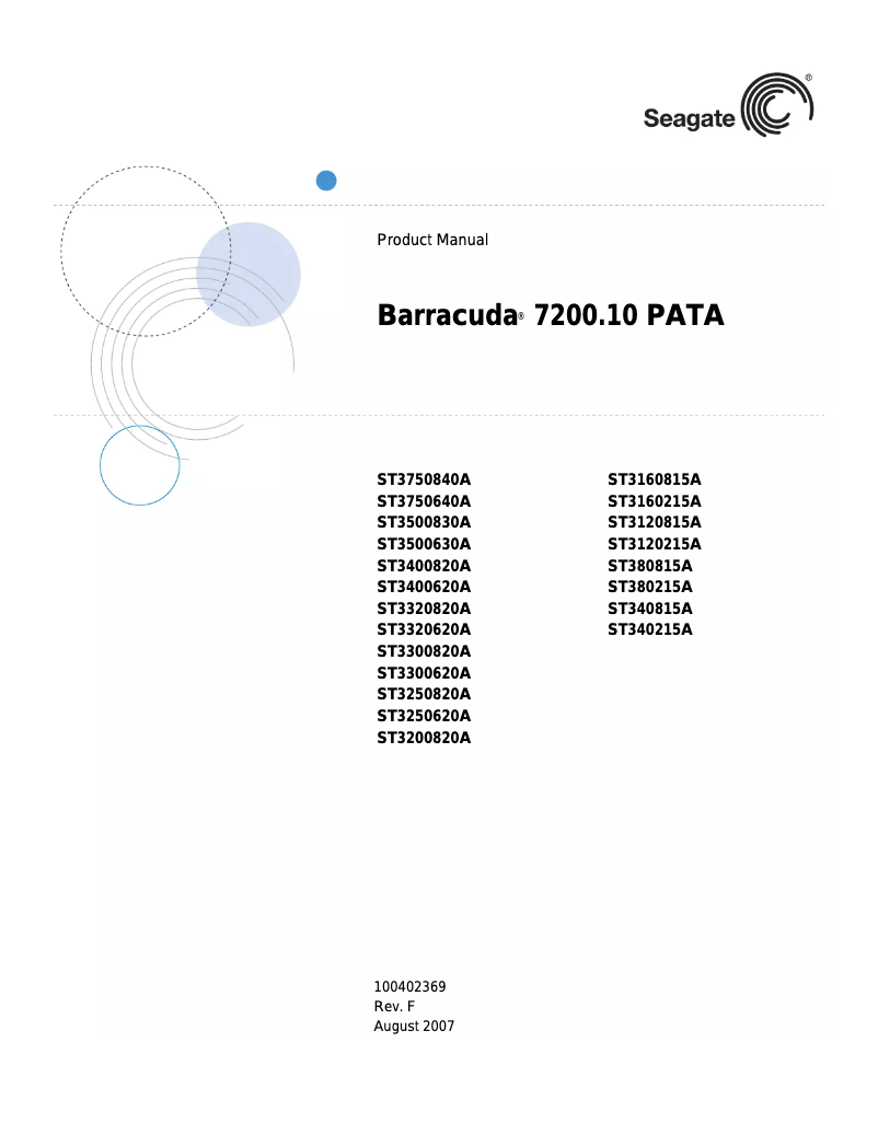 Page 1 de la notice Manuel utilisateur Seagate Barracuda ST3500830A