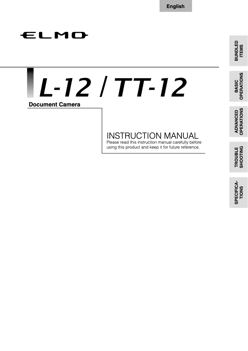 Page 1 de la notice Manuel utilisateur Elmo TT-12