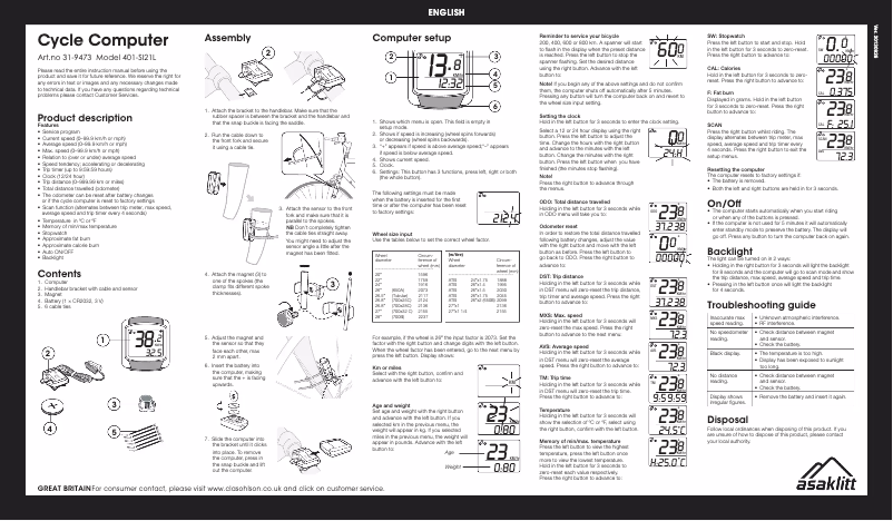 Page 1 de la notice Manuel utilisateur Asaklitt 401-SI21L