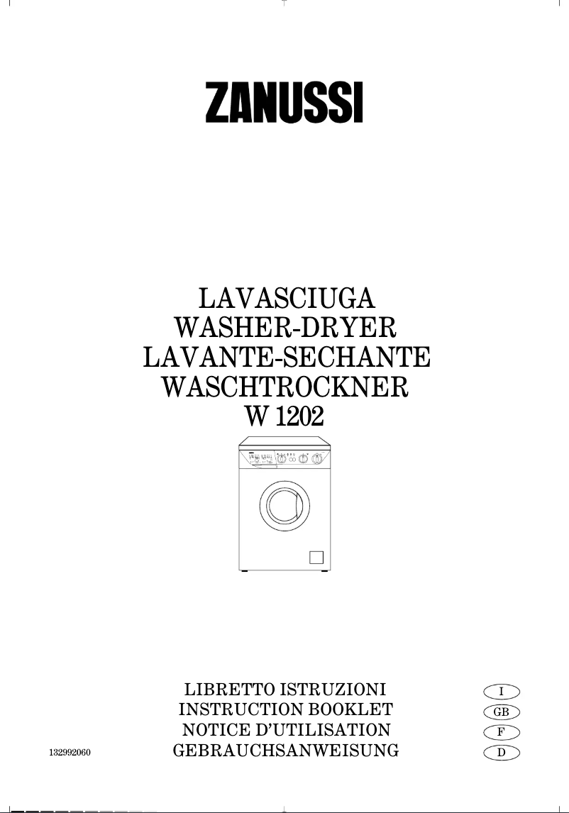 Page 1 de la notice Manuel utilisateur Zanussi W1202