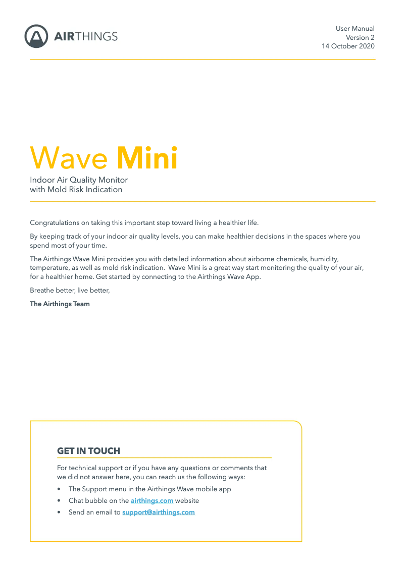 Página 1 del manual Manual de usuario Airthings Wave Mini