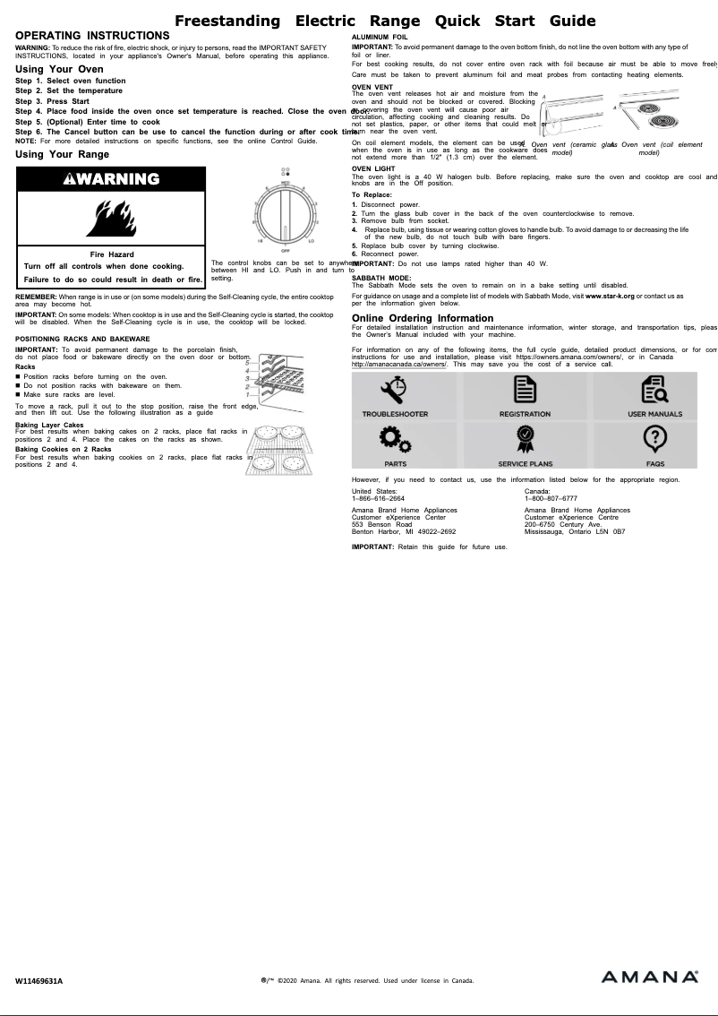 Page n°1 - Guide de démarrage rapide Amana AER6603SFS