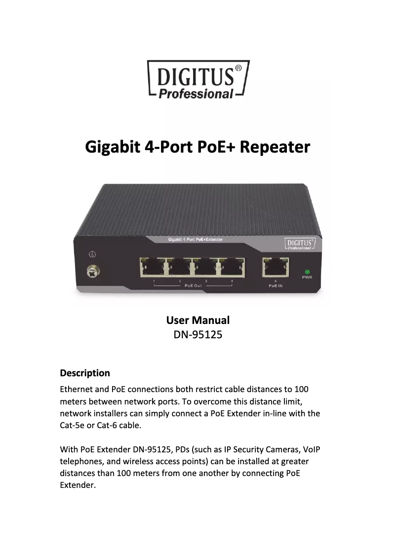 Page 1 de la notice Manuel utilisateur Digitus DN-95125
