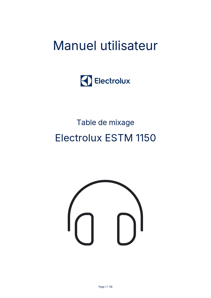 Page n°1 - Manuel utilisateur Electrolux ESTM 1150
