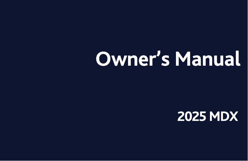 Page 1 de la notice Manuel utilisateur Acura Mdx (2025)