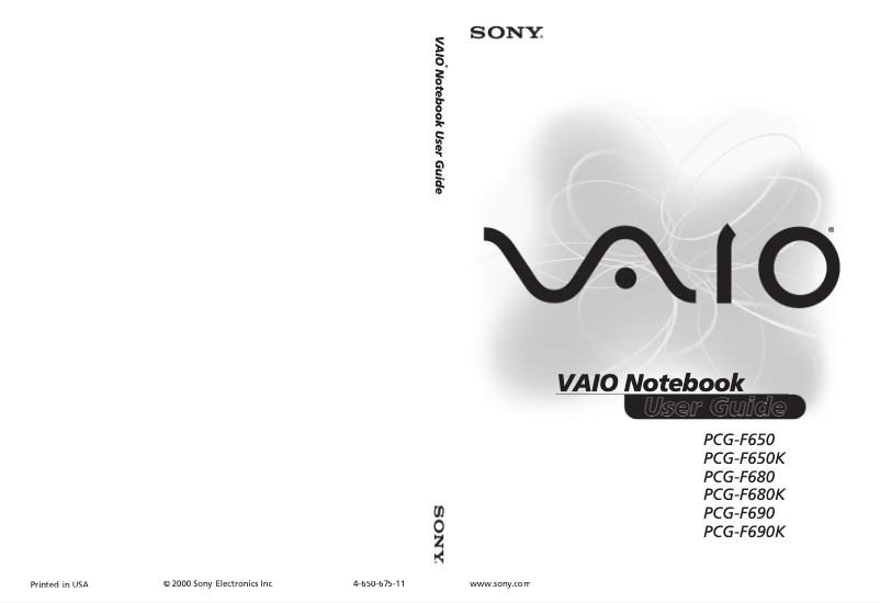 Image de la première page du manuel de l'appareil Vaio PCG-F690K